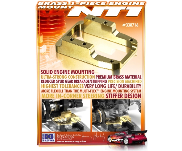 XRAY Brass 1-Piece Engine Mount for NT1