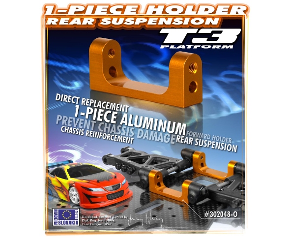 XRAY T3 Orange Aluminum Lower Rear Suspension 1-Piece Holder