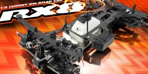 XRAY RX8 1/8 On-Road Car, rcca, radio control, rc car action, black, orange, photo 2
