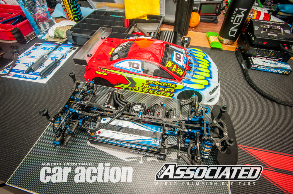 Ryan Cavalieri is using the newest Team Associated TC7.1 version with a few small tweaks. 
