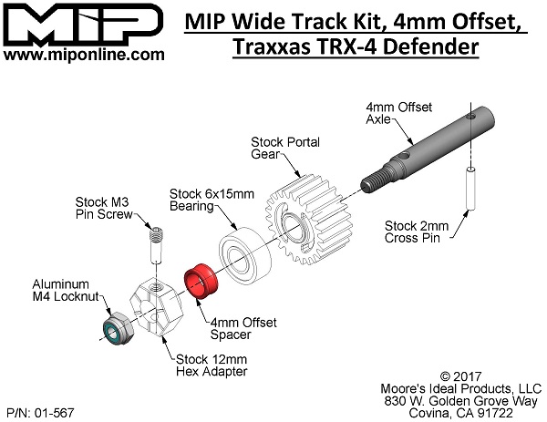 MIP Wide Track Kit (4mm Offset) For The Traxxas TRX-4 (4)