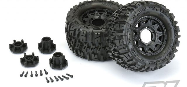 Pro-Line Trencher 2.8″ All Terrain Tires Mounted On Raid Black Removable Hex Wheels