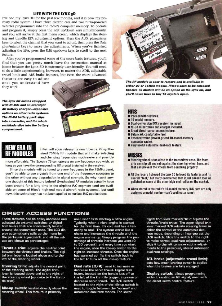 #TBT The Hitec RCD USA Lynx 3D FM radio is reviewed in the September 1999